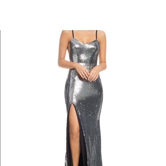 Silver Sequin Evening Gown - Picture 1 of 4